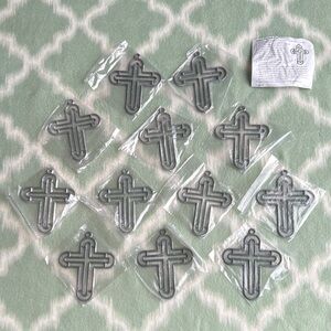 Set of 12 Silver Cross Ornaments